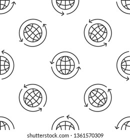 Black and white seamless pattern Clean the world of pollution and garbage: concept of planet earth and mop cleaning it