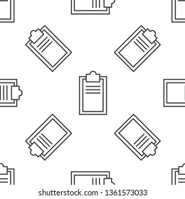 Black and white seamless pattern Clipboard with document. Filling insurance claim form, paperwork, income tax form, write a report, business concepts.