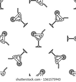 Black and white seamless pattern Cocktail vector icon, alcohol symbol