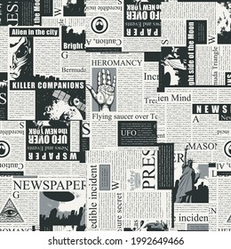 Black White Seamless Pattern Collage Newspaper Stock Vector (Royalty ...