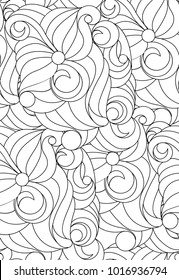 Black and white seamless pattern for coloring.Hand- drawing abstract doodles. Art therapy coloring page. Vector illustration.