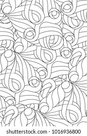 Black and white seamless pattern for coloring.Hand- drawing abstract doodles. Art therapy coloring page. Vector illustration.