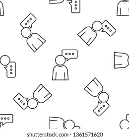 Black and white seamless pattern Communication, dialog, conversation on an online forum and internet chatting concept. Business man talking.