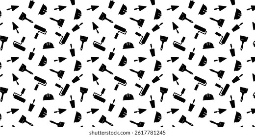 black and white seamless pattern with construction tools. International worker day background
