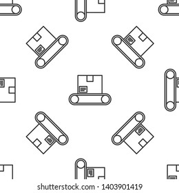 Black and white seamless pattern Conveyor Belt Icon