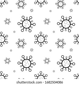 color blanco y negro Patrón sin soldadura de Coronavirus 2019-nCoV COVID-19, fondo, papel pintado, ilustrador vectorial