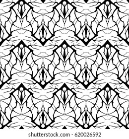 Black and white seamless pattern created from hand drawn trees