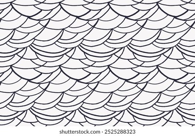 Black and white seamless pattern with curved wavy lines. Abstract organic shapes printing. Plain texture background. Vector hand drawn sketch doodle. Contemporary minimalist ornament.
