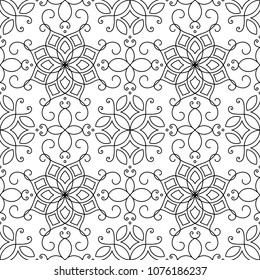 black and white seamless pattern with curves
