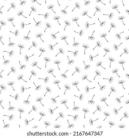 black and white seamless pattern with dandelion seeds- vector illustration
