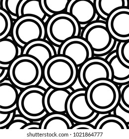 Black White seamless pattern with decorative rings and circles. Black White
