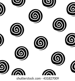 black and white seamless pattern with decorative curls. Abstraction