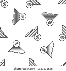 Black and white seamless pattern Diagram dollar icon. Graph of rising.