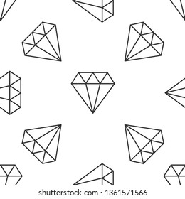 Black and white seamless pattern Diamond icon. Gemstone symbol