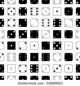 Black and white seamless pattern with dice. Vector illustration. Background texture for your design