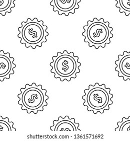 Black and white seamless pattern Dollar badge, business medal glyph icon