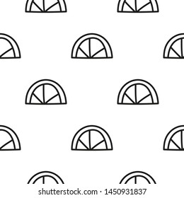 Black and white seamless pattern with doodle outline lemon slices.