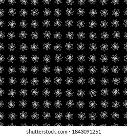 Patrón blanco y negro sin costuras con flores de doodle. Patrón sin inconvenientes para el diseño de tejidos, papel digital, papel envolvente