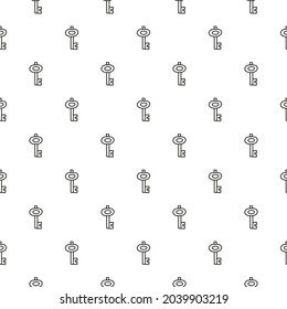 Black and white seamless pattern with doodle outline keys.
