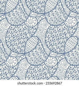 Black and white seamless pattern in doodle style. Vector illustration.