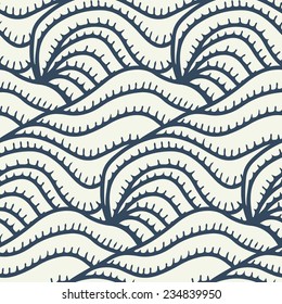 Black and white seamless pattern in doodle style. Vector illustration. 