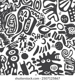 A black and white seamless pattern and doodle pattern background