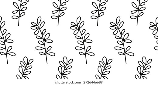 Patrón sin fisuras en blanco y negro con ramitas de arándanos en el fondo blanco. Telón de fondo del bosque minimalista.