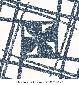Black and white seamless pattern with dotted geometric drawing. Vector illustration
