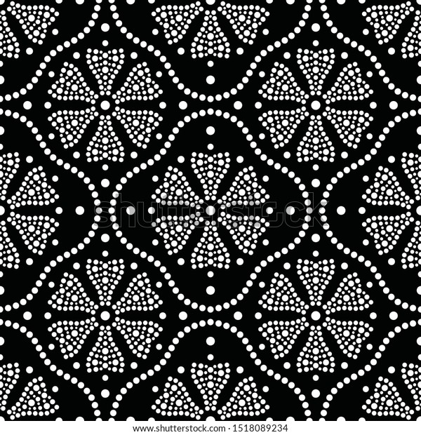 Black White Seamless Pattern Dotted Cornflower Stock Vector (Royalty ...