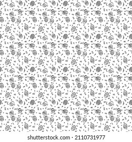 black and white seamless pattern with easter eggs