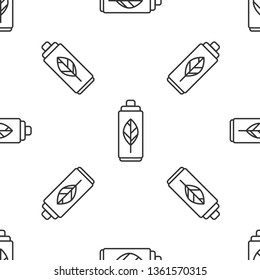 Black and white seamless pattern Eco battery icon. Ecology concept