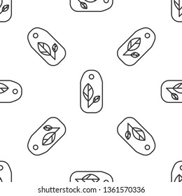 Black and white seamless pattern Eco friendly sign a paper price tag. Nature symbol