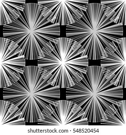 Black and white seamless pattern with effect abstract geometrical shapes.
