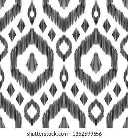 Black and white seamless pattern in ethnic style. Tribal vector background.