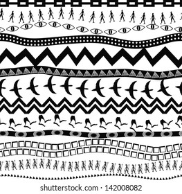 Black and white seamless pattern in ethnic style.