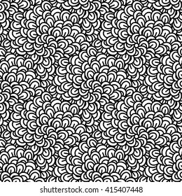 Black and white seamless pattern. Ethnic henna hand drawn background for coloring book, textile or wrapping.