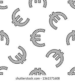 Black and white seamless pattern Euro single icon. Currency