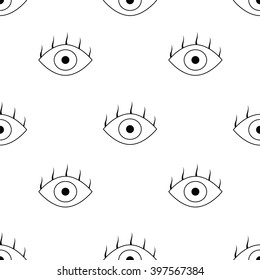Black and white seamless pattern with eyes. Simple  vector abstract seamless pattern with eyes.Cute trendy background. 