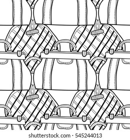 Black and white seamless pattern with fashion bags for coloring