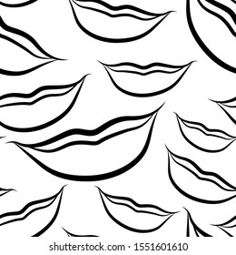 black and white seamless pattern with female lips