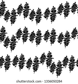 Black and white seamless pattern with fern leaves