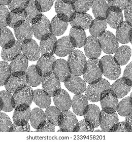 Black and White Seamless Pattern of Fingerprints