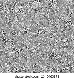 Black and White Seamless Pattern of Fingerprints