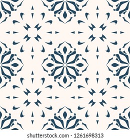 Black and white seamless pattern with floral and geometrical ornament in a retro style. Vector illustration