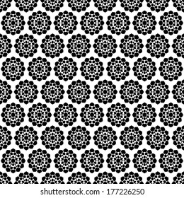 Black and white seamless pattern. Floral stylish background. Vector repeating texture 