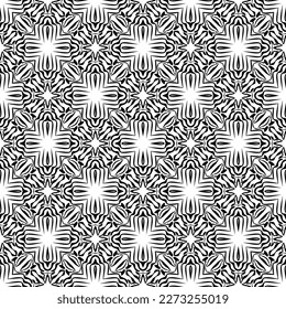 black and white seamless pattern floral flower art decoration fabric textile tile ornament vector illustration