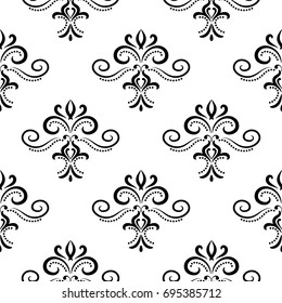 Black and white seamless pattern with floral elements. Abstract print for wallpapers and textile