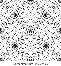 Black and white seamless pattern with flower style, abstract background, vector.