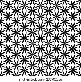 Black and white seamless pattern with flower style, abstract background, vector.