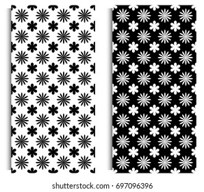 black and white seamless pattern with flower - set. Texture, background  for textiles, home decor, web design. 